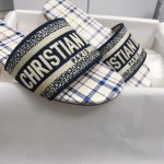 DIOR DWAY SLIDE French Blue Check'n'Dior Embroidered Cotton