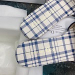 DIOR DWAY SLIDE French Blue Check'n'Dior Embroidered Cotton