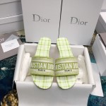 DIOR DWAY SLIDE Lime Check'n'Dior Embroidered Cotton