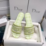 DIOR DWAY SLIDE Lime Check'n'Dior Embroidered Cotton