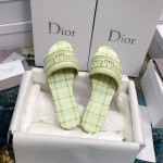 DIOR DWAY SLIDE Lime Check'n'Dior Embroidered Cotton