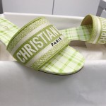 DIOR DWAY SLIDE Lime Check'n'Dior Embroidered Cotton