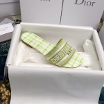 DIOR DWAY SLIDE Lime Check'n'Dior Embroidered Cotton