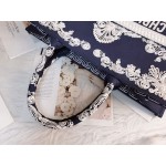 DIOR LARGE BOOK TOTE Blue and White Cornely-Effect Embroidery 
