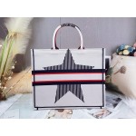 DIOR LARGE DIORALPS BOOK TOTE White Three-Tone Embroidery