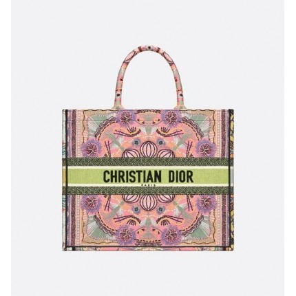 DIOR LARGE BOOK TOTE Multicolor Dior in Lights Embroidery