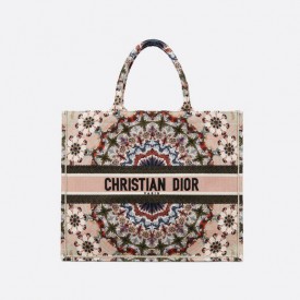 DIOR LARGE BOOK TOTE Embroidered Canvas with Multicolored KaléiDiorscopic Motif