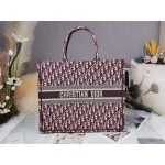 DIOR LARGE BOOK TOTE Burgundy Dior Oblique Embroidery 