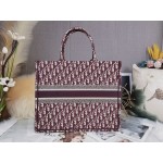 DIOR LARGE BOOK TOTE Burgundy Dior Oblique Embroidery 