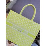 DIOR LARGE BOOK TOTE Green Dior Oblique Embroidery