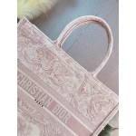 DIOR LARGE BOOK TOTE Pink Toile de Jouy Embroidery