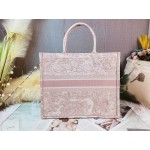 DIOR LARGE BOOK TOTE Pink Toile de Jouy Embroidery