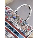 DIOR LARGE BOOK TOTE Red Latte Multicolor Dior Zodiac Embroidery