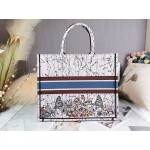 DIOR LARGE BOOK TOTE Red Latte Multicolor Dior Zodiac Embroidery