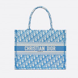 DIOR MEDIUM BOOK TOTE Cornflower Blue Dior Oblique Embroidery