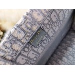 DIOR MEDIUM BOOK TOTE Gray Dior Oblique Embroidery