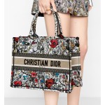 DIOR MEDIUM BOOK TOTE BAG Multicolor Mille Fleurs Embroidery