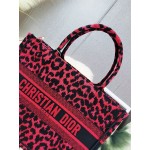 DIOR MEDIUM BOOK TOTE Red Multicolor Mizza Embroidery