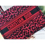 DIOR MEDIUM BOOK TOTE Red Multicolor Mizza Embroidery