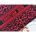 DIOR MEDIUM BOOK TOTE Red Multicolor Mizza Embroidery