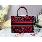 DIOR MEDIUM BOOK TOTE Red Multicolor Mizza Embroidery