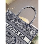 DIOR MEDIUM BOOK TOTE Blue Toile de Jouy Reverse Embroidery