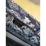 DIOR MEDIUM BOOK TOTE Blue Toile de Jouy Reverse Embroidery