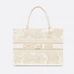 DIOR MEDIUM BOOK TOTE Gold-Tone Toile de Jouy Embroidery