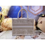 DIOR MEDIUM BOOK TOTE Gold-Tone Toile de Jouy Embroidery