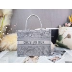 DIOR MEDIUM BOOK TOTE Gray Toile de Jouy Reverse Embroidery