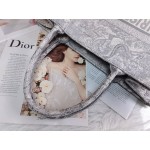 DIOR MEDIUM BOOK TOTE Gray Toile de Jouy Reverse Embroidery