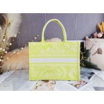 DIOR MEDIUM BOOK TOTE Lime Toile de Jouy Reverse Embroidery