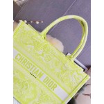 DIOR MEDIUM BOOK TOTE Lime Toile de Jouy Reverse Embroidery