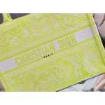 DIOR MEDIUM BOOK TOTE Lime Toile de Jouy Reverse Embroidery