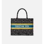 DIOR MEDIUM BOOK TOTE BAG Gray Multicolor Mizza Embroidered Velvet