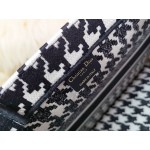 DIOR MEDIUM BOOK TOTE Black Macro Houndstooth Embroidery