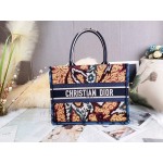 DIOR MEDIUM BOOK TOTE Blue Multicolor Paisley Embroidery