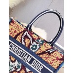 DIOR MEDIUM BOOK TOTE Blue Multicolor Paisley Embroidery