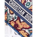 DIOR MEDIUM BOOK TOTE Blue Multicolor Paisley Embroidery