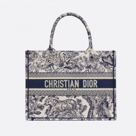 DIOR MEDIUM BOOK TOTE Blue Toile de Jouy Embroidery