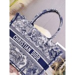 DIOR MEDIUM BOOK TOTE Blue Toile de Jouy Embroidery