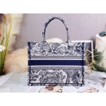 DIOR MEDIUM BOOK TOTE Blue Toile de Jouy Embroidery