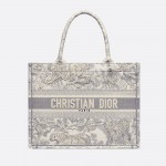 DIOR MEDIUM BOOK TOTE Gray Toile de Jouy Embroidery