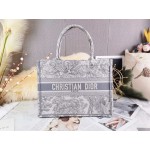 DIOR MEDIUM BOOK TOTE Gray Toile de Jouy Embroidery