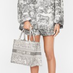 DIOR MEDIUM BOOK TOTE Gray Toile de Jouy Embroidery