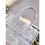 DIOR MEDIUM BOOK TOTE Gray Toile de Jouy Embroidery