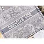 DIOR MEDIUM BOOK TOTE Gray Toile de Jouy Embroidery