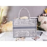 DIOR MEDIUM BOOK TOTE Gray Toile de Jouy Embroidery