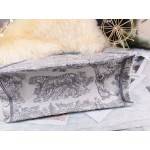 DIOR MEDIUM BOOK TOTE Gray Toile de Jouy Embroidery