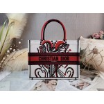 DIOR MEDIUM BOOK TOTE Latte Multicolor Cupidon Embroidery